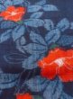 Photo8: Mint N0430C Vintage Japanese women   Indigo Blue TSUMUGI pongee / Silk. Camellia,   (Grade A) (8)