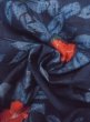 Photo12: Mint N0430C Vintage Japanese women   Indigo Blue TSUMUGI pongee / Silk. Camellia,   (Grade A) (12)