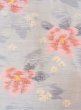 Photo7: Mint N0430D Vintage Japanese women  Light Gray TSUMUGI pongee / Silk. Flower,   (Grade A) (7)