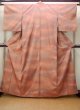 Photo1: N0430J Vintage Japanese women Pale Grayish Orange TSUMUGI pongee / Silk. Leaf,   (Grade B) (1)