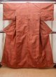 Photo1: N0430O Vintage Japanese women   Brown TSUMUGI pongee / Silk. Gradation   (Grade C) (1)