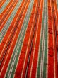 Photo8: Mint N0430Q Vintage Japanese women   Red TSUMUGI pongee / Silk. Stripes,   (Grade A) (8)