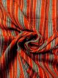 Photo11: Mint N0430Q Vintage Japanese women   Red TSUMUGI pongee / Silk. Stripes,   (Grade A) (11)