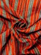 Photo12: Mint N0430Q Vintage Japanese women   Red TSUMUGI pongee / Silk. Stripes,   (Grade A) (12)