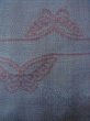 Photo5: Mint N0430R Vintage Japanese women  Grayish Light Blue TSUMUGI pongee / Silk. Butterfly,   (Grade A) (5)