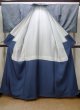 Photo2: N0430S Vintage Japanese women  Grayish Blue OSHIMA-TSUMUGI / Silk. Lozenges   (Grade C) (2)