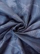 Photo11: N0430S Vintage Japanese women  Grayish Blue OSHIMA-TSUMUGI / Silk. Lozenges   (Grade C) (11)