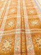 Photo9: N0431B Used Japanese women   Beige TSUMUGI pongee / Silk. Stripes,   (Grade B) (9)