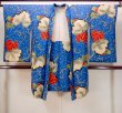 Photo1: N0509F Antique Japanese women   Blue HAORI short jacket / Silk. Ivy,   (Grade C) (1)