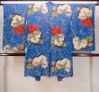 Photo2: N0509F Antique Japanese women   Blue HAORI short jacket / Silk. Ivy,   (Grade C) (2)