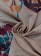 Photo11: N0509H Antique Japanese women   Gray HAORI short jacket / Silk. Flower,   (Grade B) (11)