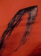 Photo5: N0509L Antique Japanese women  Reddish Orange ORI woven / Silk. Abstract pattern   (Grade C) (5)