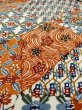 Photo9: N0509P Vintage Japanese women   Orange KOMON dyed / Silk. Flower,   (Grade B) (9)