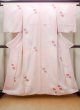 Photo1: N0509S Vintage Japanese women  Pale Pink KOMON dyed / Silk. Flower,   (Grade B) (1)