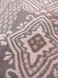 Photo9: N0510B Vintage Japanese women  Pale Gray TSUMUGI pongee / Silk. Arabesque vine,   (Grade B) (9)