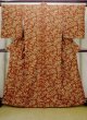 Photo1: N0510C Vintage Japanese women   Vermilion KOMON dyed / Silk. Tree   (Grade B) (1)