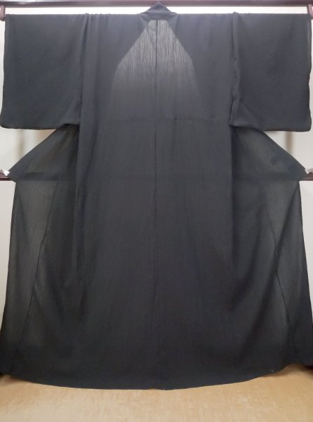 Photo1: N0513A Brand new 【Size 4L】 Japanese   Black Men's Yukata / Cotton.  Made in China, Crepe de chine texture  (Grade A+) (1)