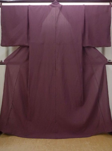 Photo1: N0513J Brand new 【Size 5L】 Japanese  Purplish Dark Red Men's Yukata / Cotton.  Made in China, Crepe de chine texture  (Grade A+) (1)