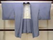 Photo1: N0529T Vintage Japanese women  Grayish Light Blue HAORI short jacket / Silk. Stripes,   (Grade B) (1)