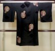 Photo2: N0530C Antique Japanese women   Black MICHIYUKI outer coat / Silk. Chrysanthemum,   (Grade C) (2)