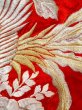 Photo19: N0605A Vintage Japanese women  Shiny Red KAKESHITA under Uchikake / Silk. Phoenix,   (Grade B) (19)