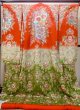 Photo1: N0605C Used Japanese women   Red UCHIKAKE Wedding / Silk. Flower,   (Grade C) (1)