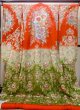 Photo2: N0605C Used Japanese women   Red UCHIKAKE Wedding / Silk. Flower,   (Grade C) (2)