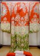 Photo3: N0605C Used Japanese women   Red UCHIKAKE Wedding / Silk. Flower,   (Grade C) (3)