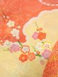 Photo7: N0624A Vintage Japanese Kimono  Pale Orange Cutting cloth Peony Silk. (Grade C) (7)