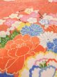 Photo10: N0624A Vintage Japanese Kimono  Pale Orange Cutting cloth Peony Silk. (Grade C) (10)