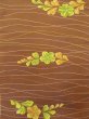 Photo2: N0624F Vintage Japanese Kimono   Brown Cutting cloth Flower Silk. (Grade B) (2)