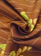 Photo10: N0624F Vintage Japanese Kimono   Brown Cutting cloth Flower Silk. (Grade B) (10)