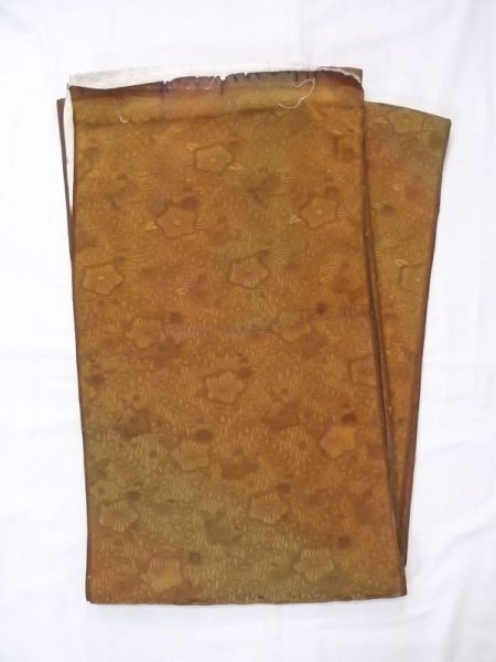 Photo1: N0624I Vintage Japanese Kimono   Brown Cutting cloth Flower Silk. (Grade C) (1)