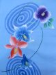 Photo3: N0624J Vintage Japanese Kimono  Grayish Light Blue Cutting cloth Iris Cotton. (Grade C) (3)