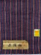 Photo2: N0624K Vintage Japanese Kimono   Navy Blue Cutting cloth Stripes Silk. (Grade B) (2)