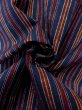 Photo10: N0624K Vintage Japanese Kimono   Navy Blue Cutting cloth Stripes Silk. (Grade B) (10)