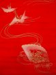 Photo2: N0624L Vintage Japanese Kimono   Red Cutting cloth Peony Silk. (Grade C) (2)