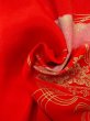 Photo10: N0624L Vintage Japanese Kimono   Red Cutting cloth Peony Silk. (Grade C) (10)