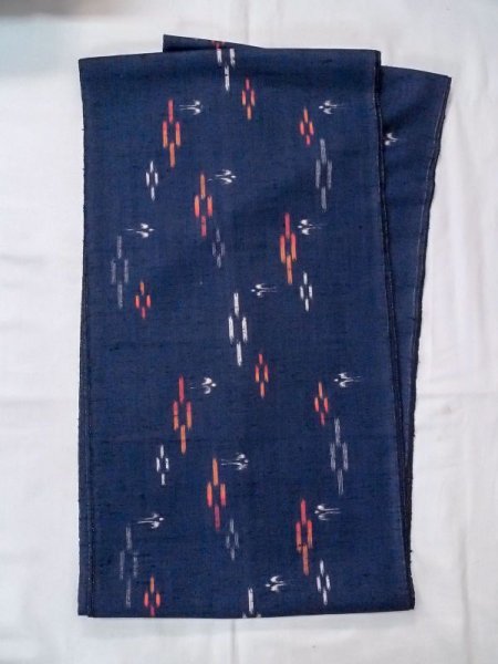 Photo1: N0624Q Vintage Japanese Kimono   Navy Blue Cutting cloth Line Wool. (Grade D) (1)