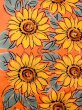 Photo3: N0624R Vintage Japanese Kimono   Orange Cutting cloth Flower Cotton. (Grade B) (3)