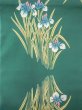 Photo3: N0624S Vintage Japanese Kimono   Green Cutting cloth Iris Cotton. (Grade B) (3)