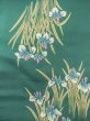 Photo4: N0624S Vintage Japanese Kimono   Green Cutting cloth Iris Cotton. (Grade B) (4)