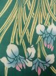 Photo7: N0624S Vintage Japanese Kimono   Green Cutting cloth Iris Cotton. (Grade B) (7)