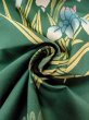 Photo11: N0624S Vintage Japanese Kimono   Green Cutting cloth Iris Cotton. (Grade B) (11)