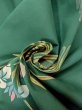 Photo12: N0624S Vintage Japanese Kimono   Green Cutting cloth Iris Cotton. (Grade B) (12)