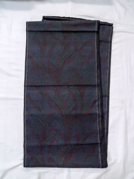 Photo1: N0625B Vintage Japanese Kimono   Indigo Blue Cutting cloth Leaf Silk. (Grade B) (1)