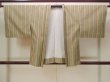 Photo1: N0717B Vintage Japanese women   Beige HAORI short jacket / Silk. Stripes   (Grade C) (1)