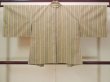 Photo2: N0717B Vintage Japanese women   Beige HAORI short jacket / Silk. Stripes   (Grade C) (2)