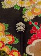 Photo5: N0717E Antique Japanese women   Black FURISODE long-sleeved / Silk. Peony,   (Grade B) (5)