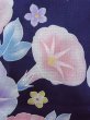 Photo5: N0717F Used Japanese women   Navy Blue YUKATA summer(made in Other than Japan) / Cotton. Flower, Morning groly pattern  (Grade D) (5)